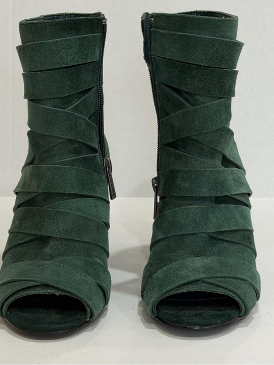 Sbicca Shoes - Sbicca Forest Green Suede Wrap Peep-Toe Ankle Booties